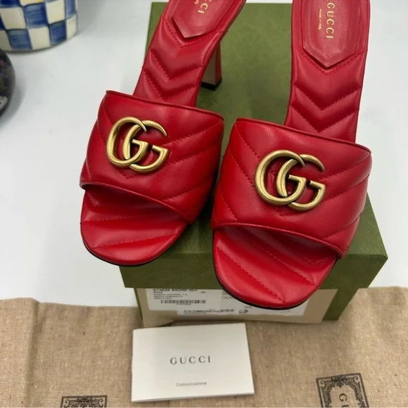Women’s Gucci, GG Marmont, leather slide, sandal size 39 made in Italy - Picture 8 of 11